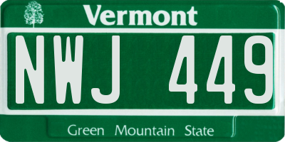 VT license plate NWJ449