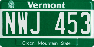 VT license plate NWJ453