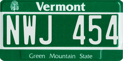 VT license plate NWJ454