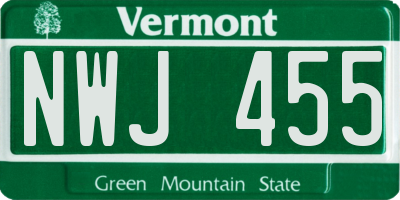 VT license plate NWJ455