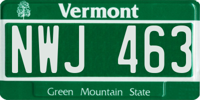 VT license plate NWJ463