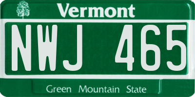 VT license plate NWJ465