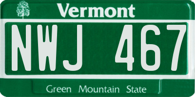 VT license plate NWJ467