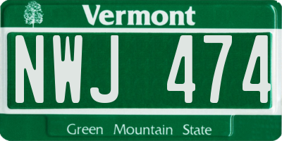 VT license plate NWJ474