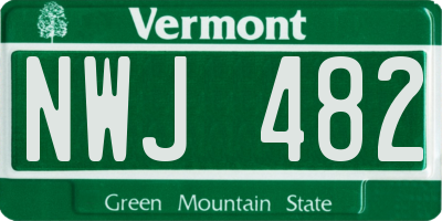 VT license plate NWJ482