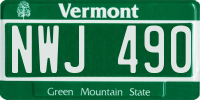 VT license plate NWJ490