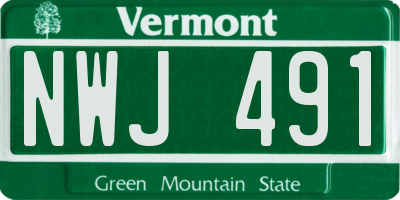 VT license plate NWJ491