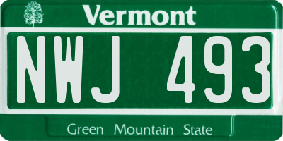 VT license plate NWJ493