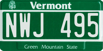 VT license plate NWJ495