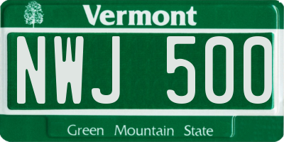 VT license plate NWJ500
