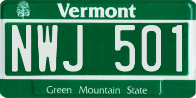 VT license plate NWJ501