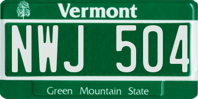 VT license plate NWJ504
