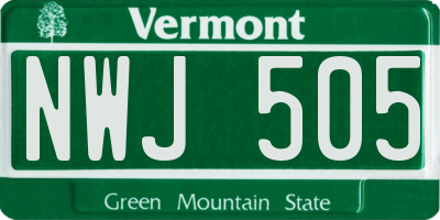 VT license plate NWJ505