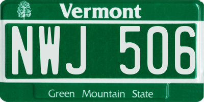 VT license plate NWJ506