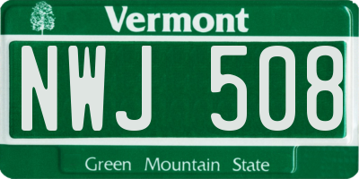 VT license plate NWJ508