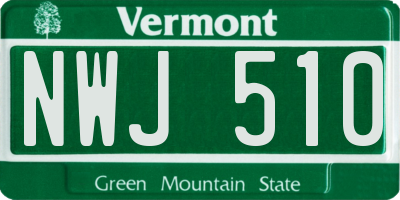 VT license plate NWJ510