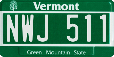 VT license plate NWJ511