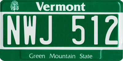 VT license plate NWJ512