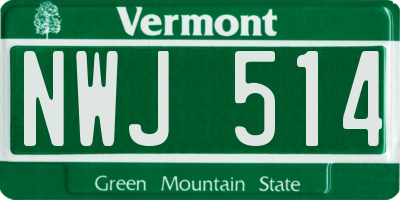 VT license plate NWJ514
