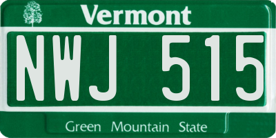 VT license plate NWJ515