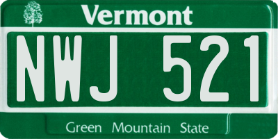 VT license plate NWJ521