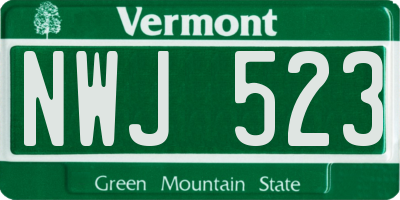 VT license plate NWJ523