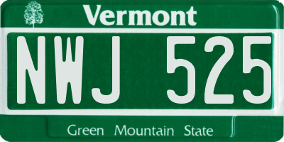 VT license plate NWJ525