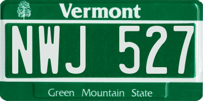 VT license plate NWJ527