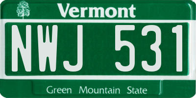 VT license plate NWJ531