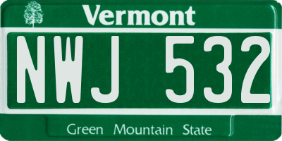 VT license plate NWJ532