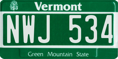VT license plate NWJ534