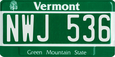VT license plate NWJ536