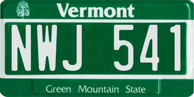 VT license plate NWJ541