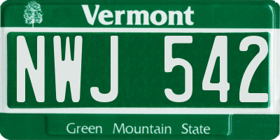 VT license plate NWJ542