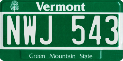 VT license plate NWJ543