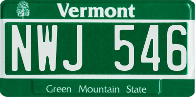 VT license plate NWJ546