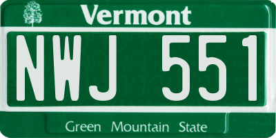VT license plate NWJ551
