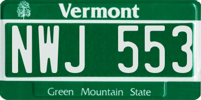 VT license plate NWJ553