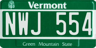 VT license plate NWJ554