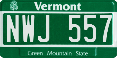 VT license plate NWJ557