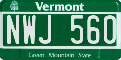 VT license plate NWJ560