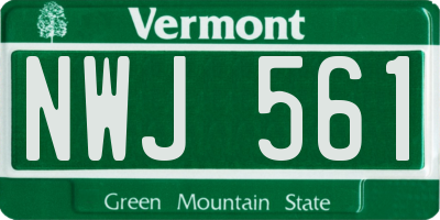 VT license plate NWJ561