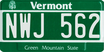 VT license plate NWJ562