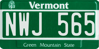 VT license plate NWJ565