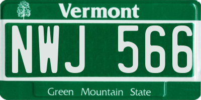 VT license plate NWJ566