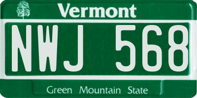 VT license plate NWJ568