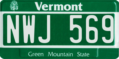 VT license plate NWJ569