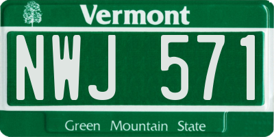 VT license plate NWJ571