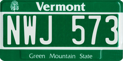 VT license plate NWJ573