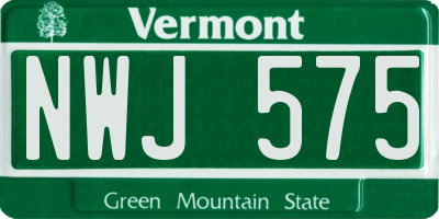 VT license plate NWJ575